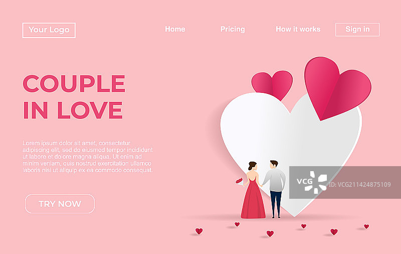 情侣约会App着陆页模板图片素材