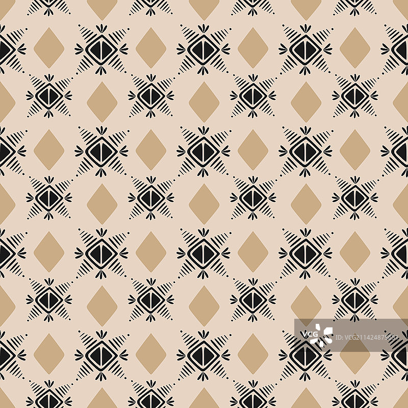 手绘彩色阿兹特克非洲民族无缝图案图片素材