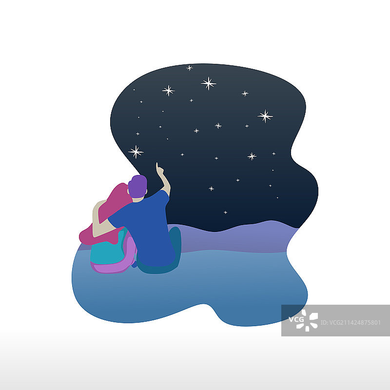 可爱彩色情侣扁平设计图片素材