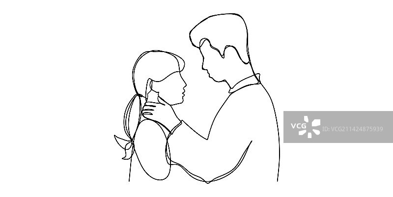 浪漫情侣单线连续艺术绘画图片素材