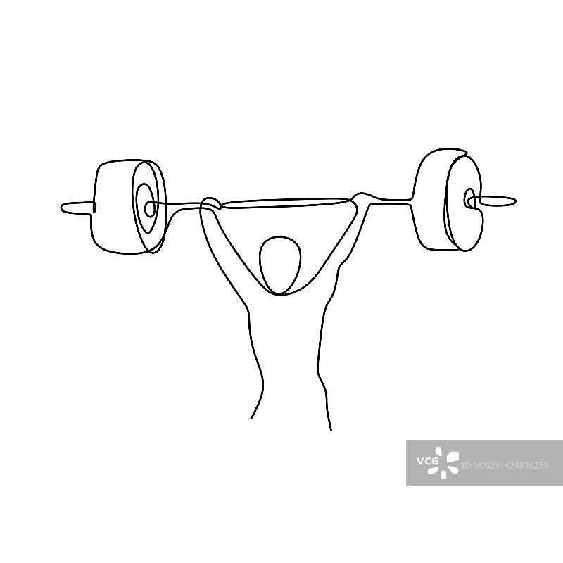 举重连续线条手绘图片素材