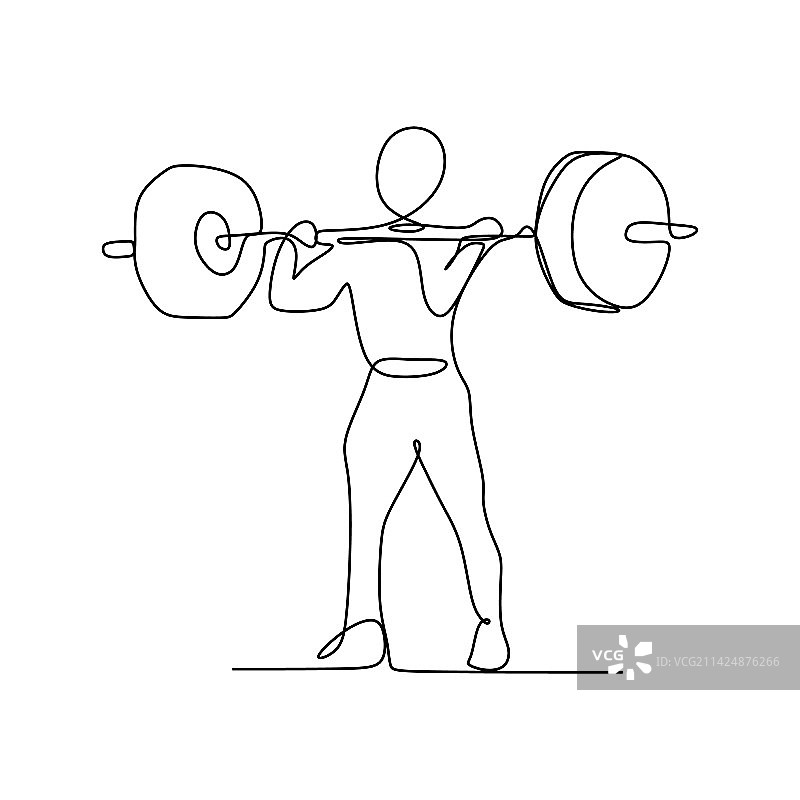举重连续线条手绘图片素材