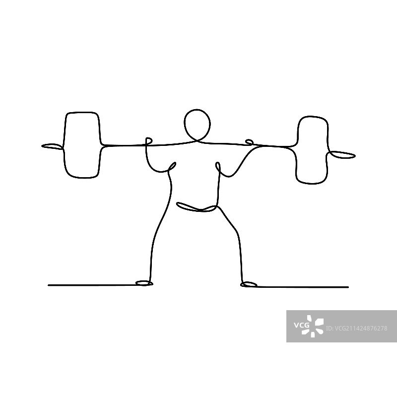 举重运动连续线条画图片素材