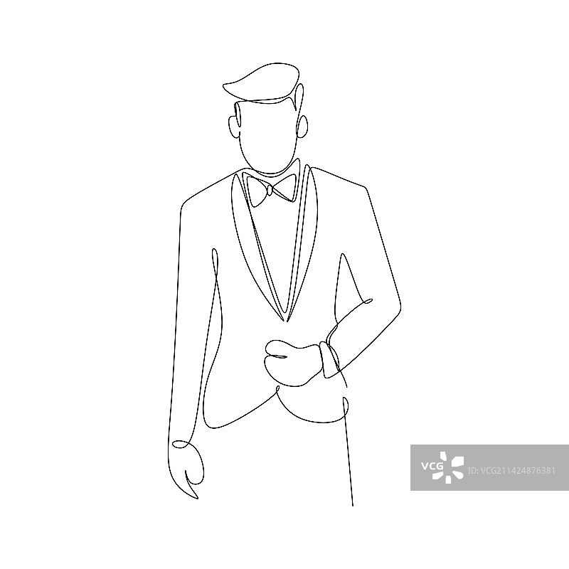 西装人像连续线条艺术图片素材
