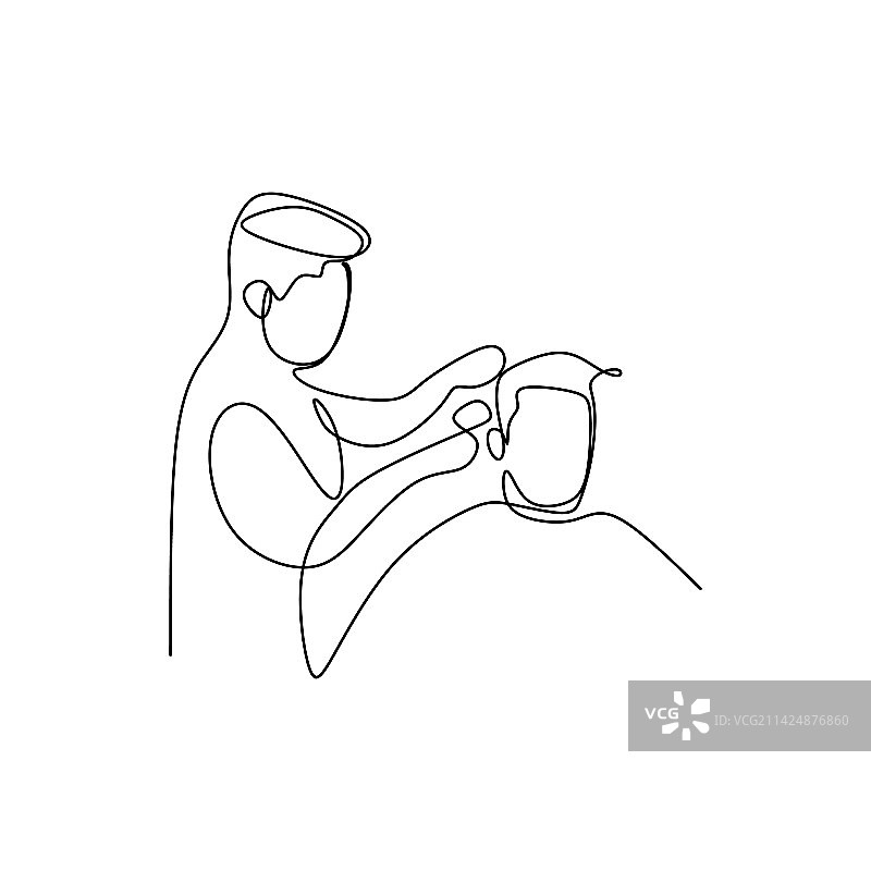 理发师单线绘画图片素材