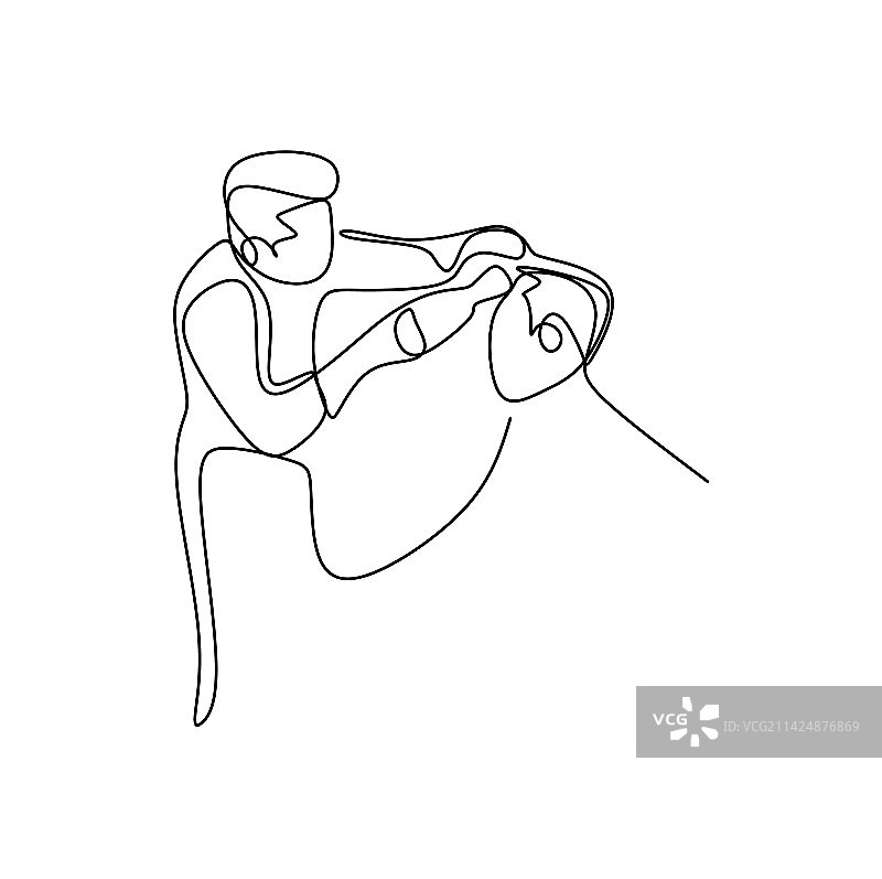 理发师整理发型单线画图片素材