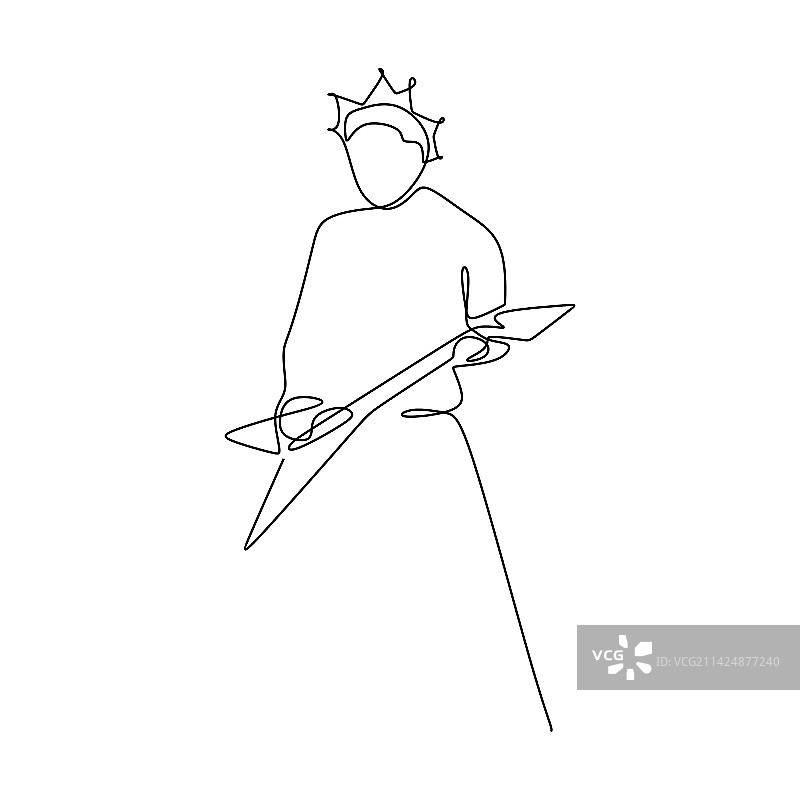 摇滚吉他手的连续线条画图片素材