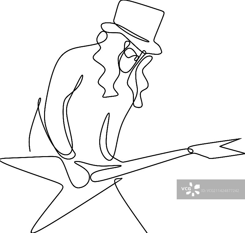 摇滚吉他手连续线条画图片素材