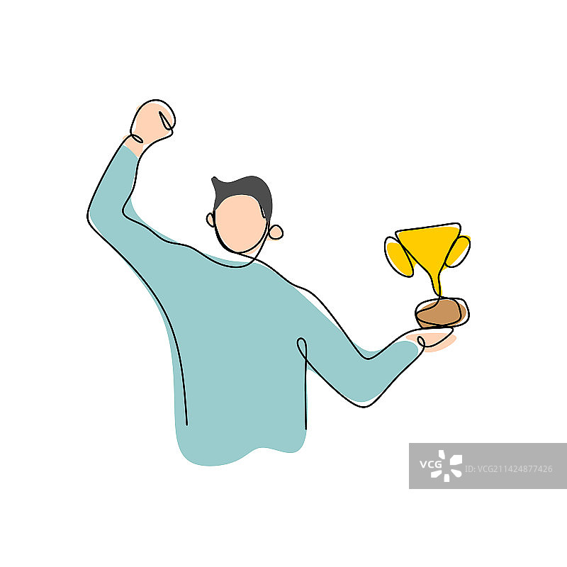 优胜者单线绘画图片素材