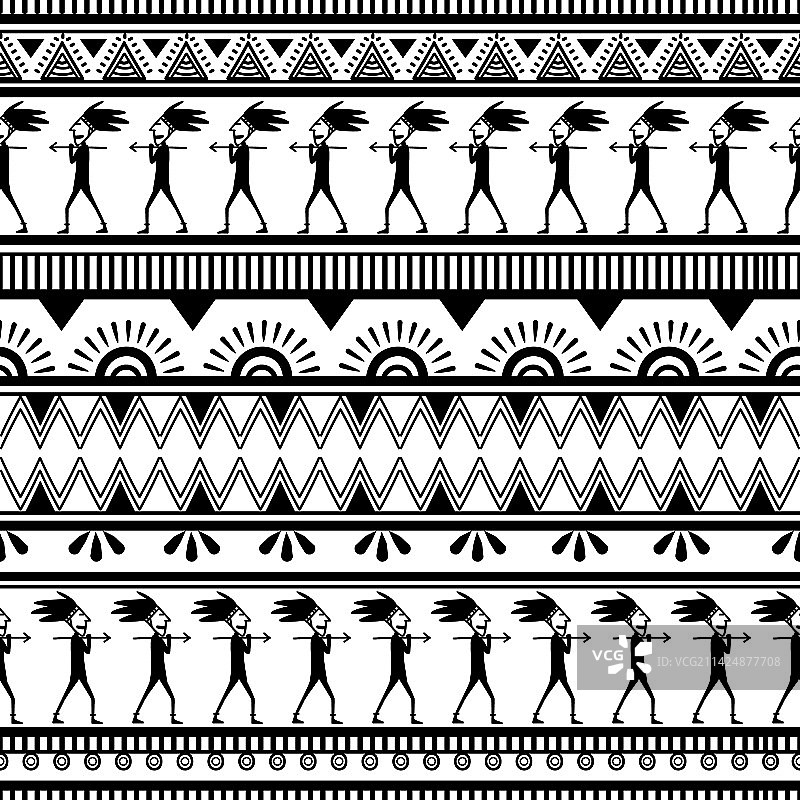 潮流黑白部落无缝图案图片素材