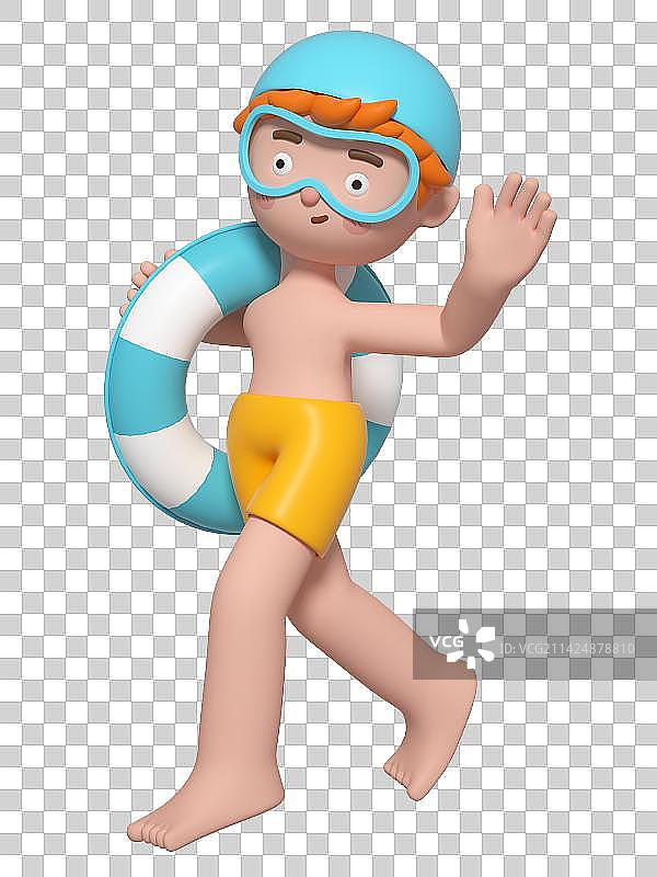 打招呼的3D卡通男孩图片素材