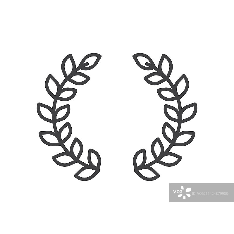 月桂花环线性图标标志图片素材