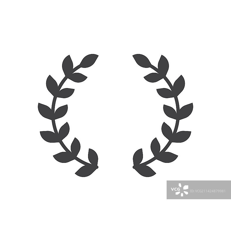 月桂花环字形图标线形风格图片素材