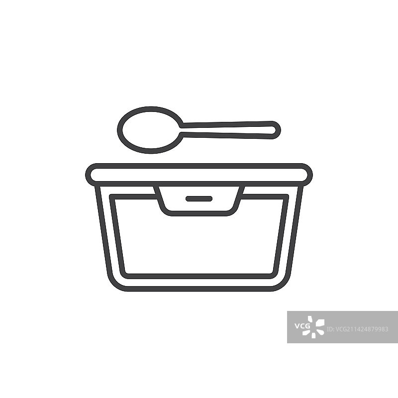 食品盒和勺子外卖食品线条图标图片素材
