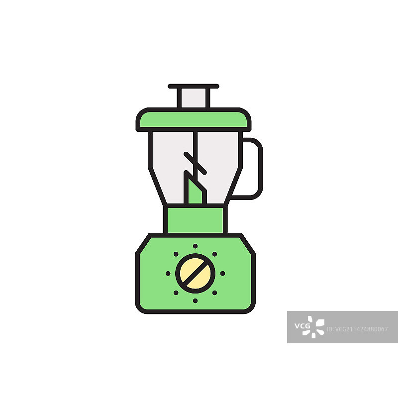 食物加工器彩色线性图标图片素材
