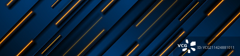 带有橙色激光线的深蓝色几何banner图片素材