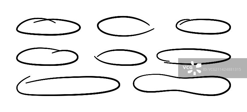 手绘圆形椭圆集合图片素材