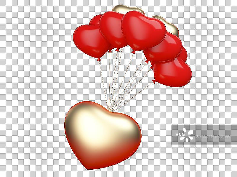 3D渲染爱心气球图片素材