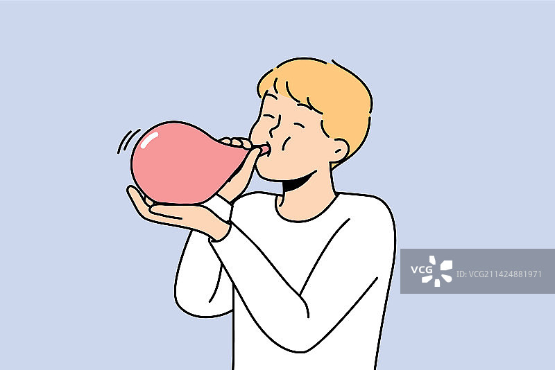 吹气球的男孩图片素材