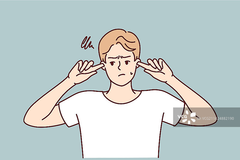 捂住耳朵不想听的男人图片素材
