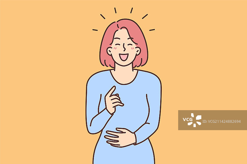 快乐的女人在笑话中开怀大笑图片素材