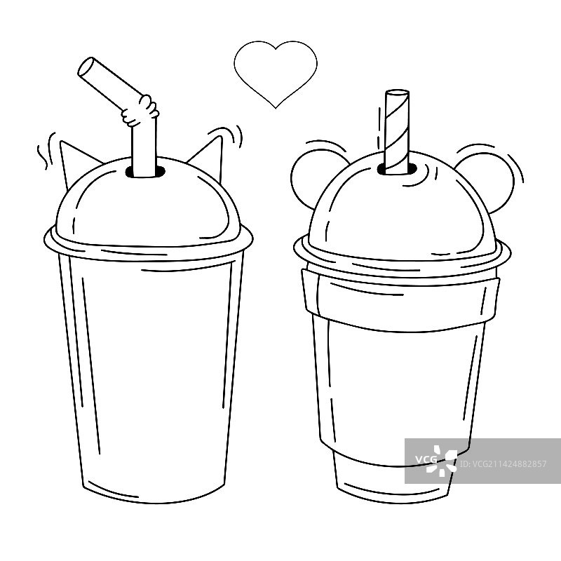 塑料杯装软饮茶，时尚甜点图片素材