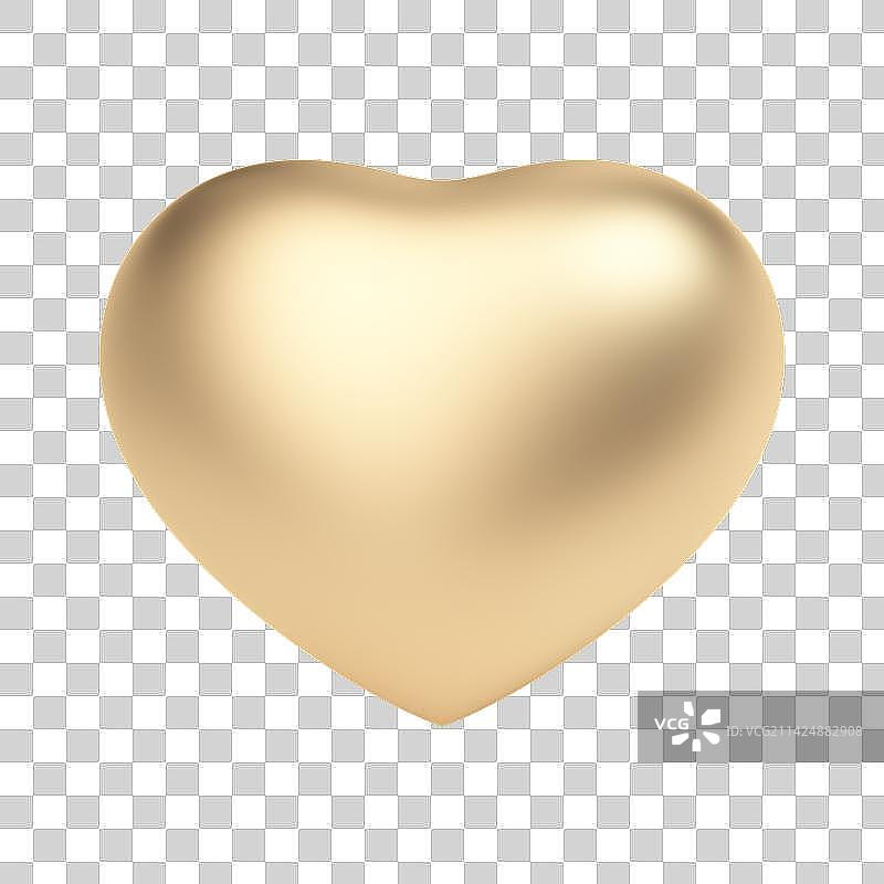 金色3D渲染的卡通爱心图片素材