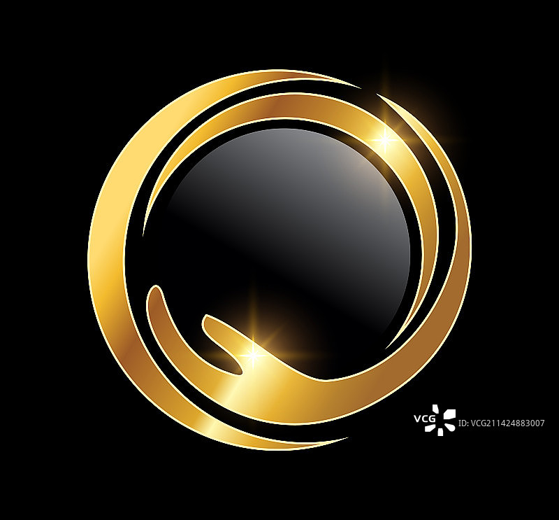 金色圆圈手标志图标图片素材