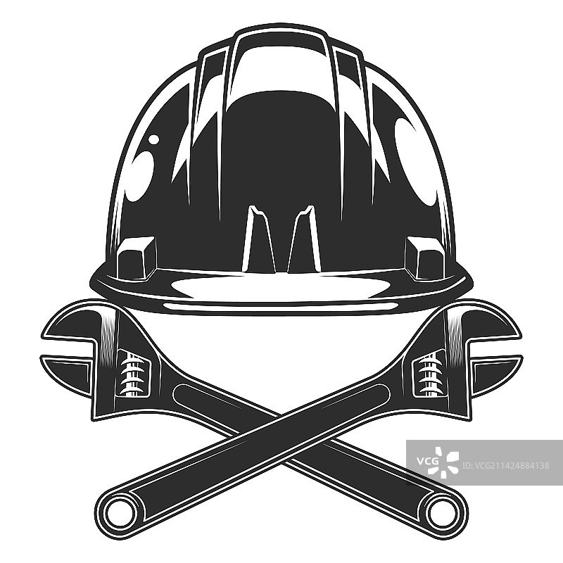 扳手与建筑工人安全帽图片素材