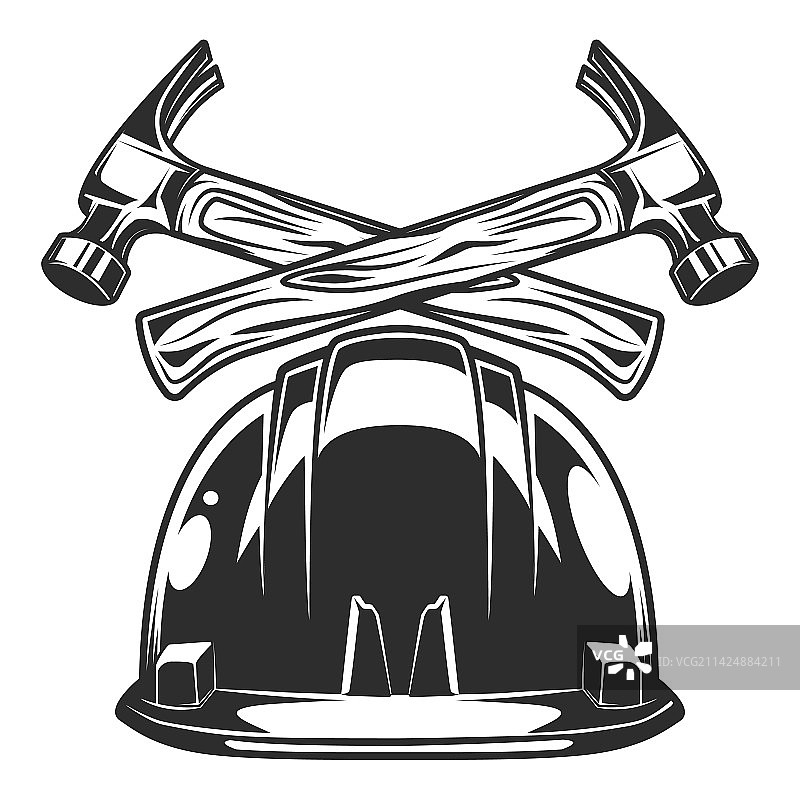 建筑工人安全帽与建筑锤图片素材