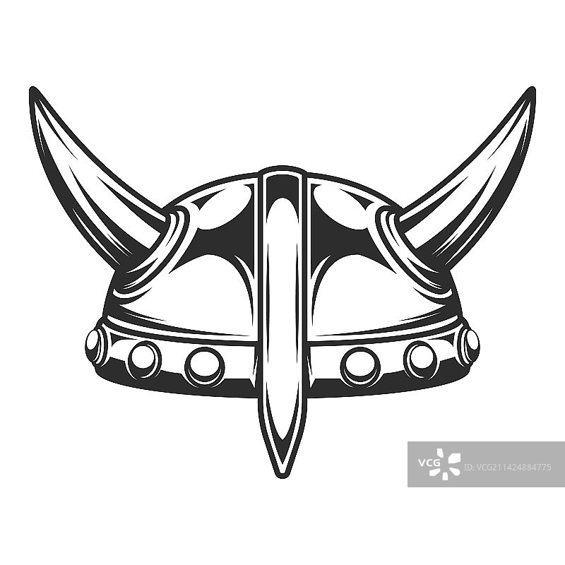 表情严肃的中世纪维京战士角盔图片素材