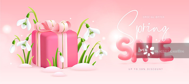 雪花莲盛开春季促销海报图片素材