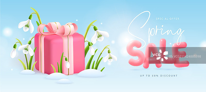 雪花莲盛开春季促销海报图片素材