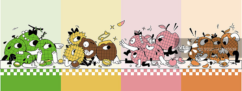 一群快乐的果干在最后的晚餐图片素材