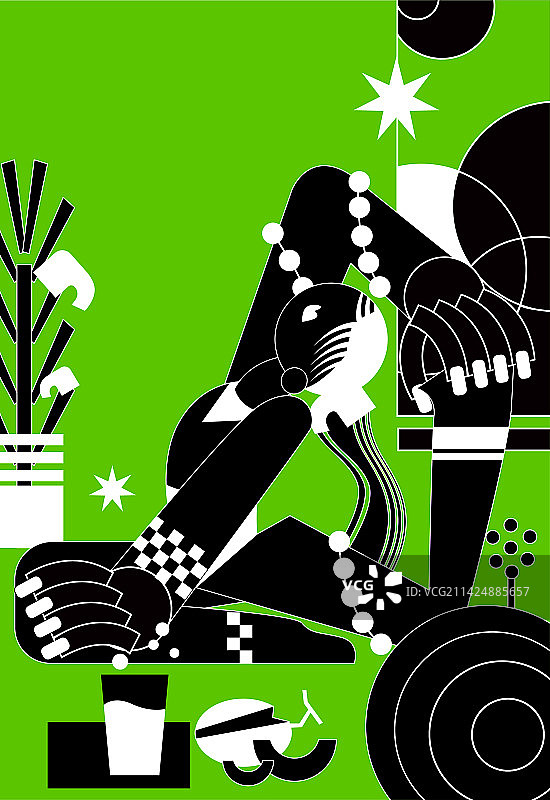 抽象的做瑜伽的华丽女人图片素材