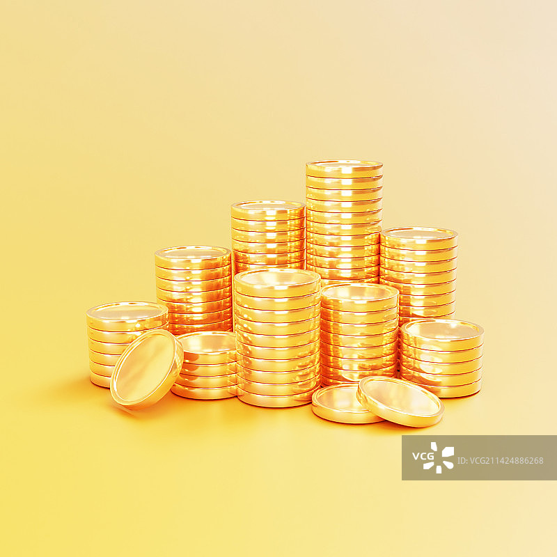 3D立体黄金堆插图图片素材