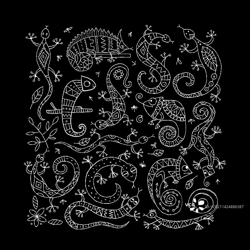 丛林动物变色龙图标图片素材