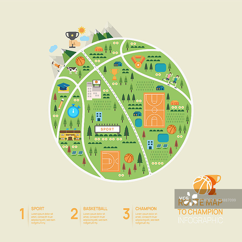 篮球路线图时间轴信息图表模板图片素材