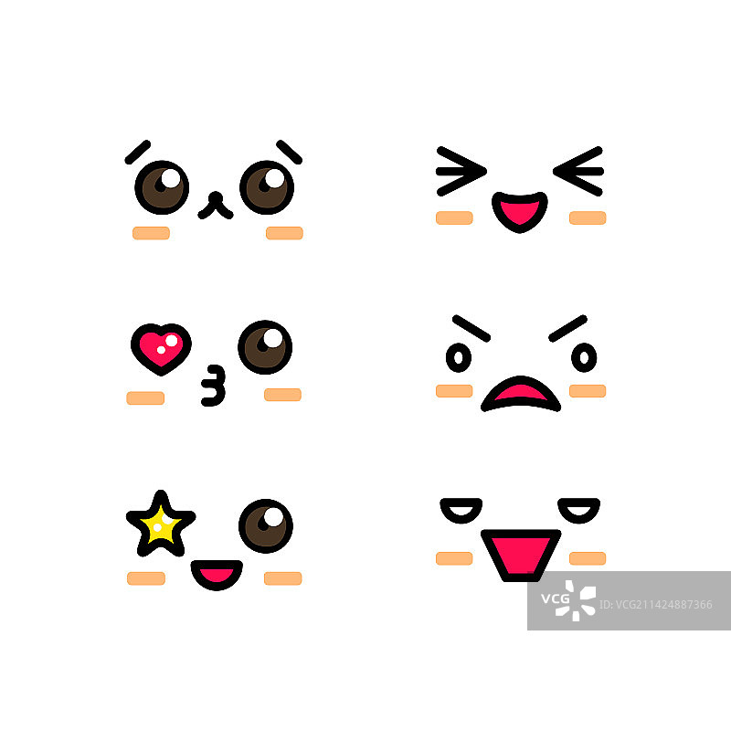 可爱表情符号脸漫画卡通图案图片素材