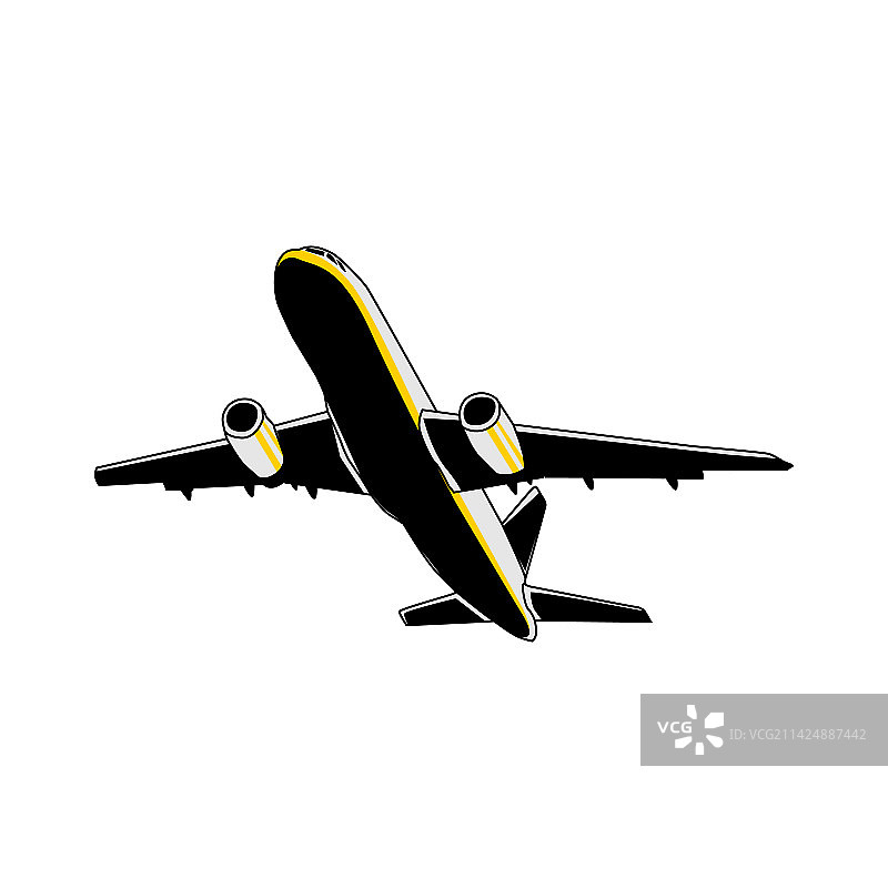 黄色和白色商用飞机剪贴画图片素材