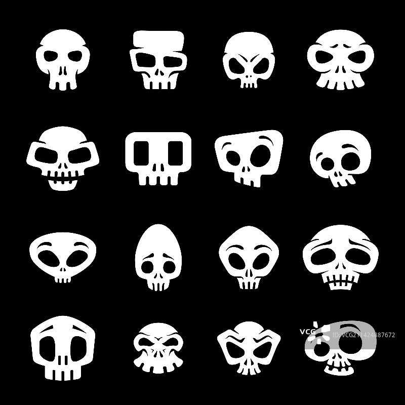 白色卡通万圣节恐怖骷髅图片素材