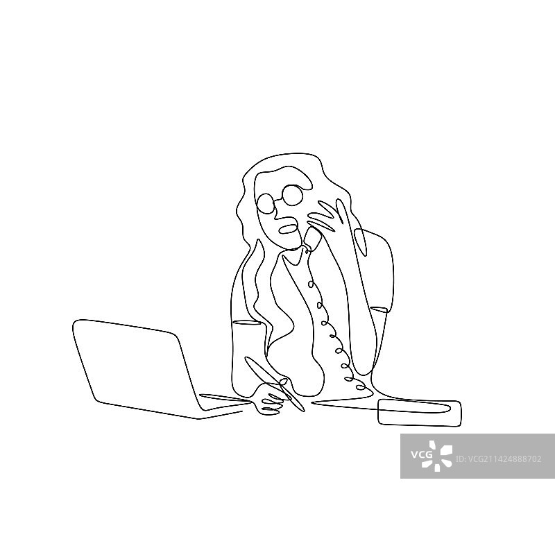 持续接听电话线条画图片素材