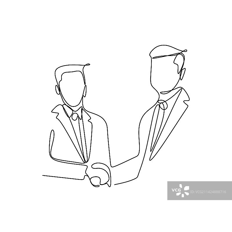 商务会议的连续线条画图片素材