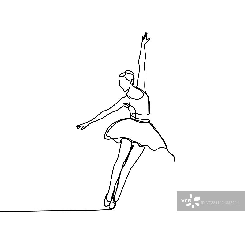 芭蕾舞女演员单线条艺术画图片素材
