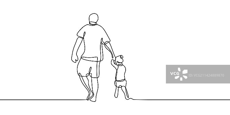 父亲和女儿单线画图片素材