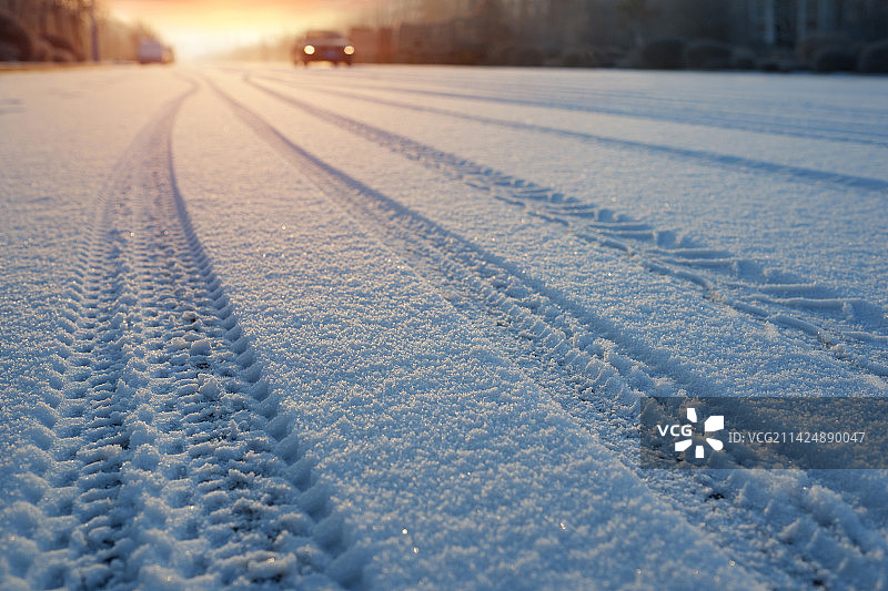 马路日出图片素材