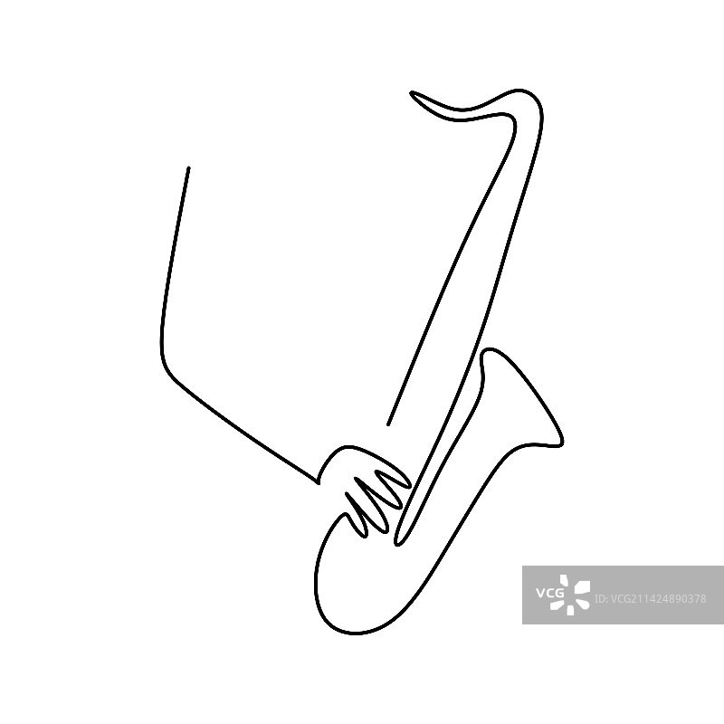 爵士音乐家演奏连续线条画图片素材