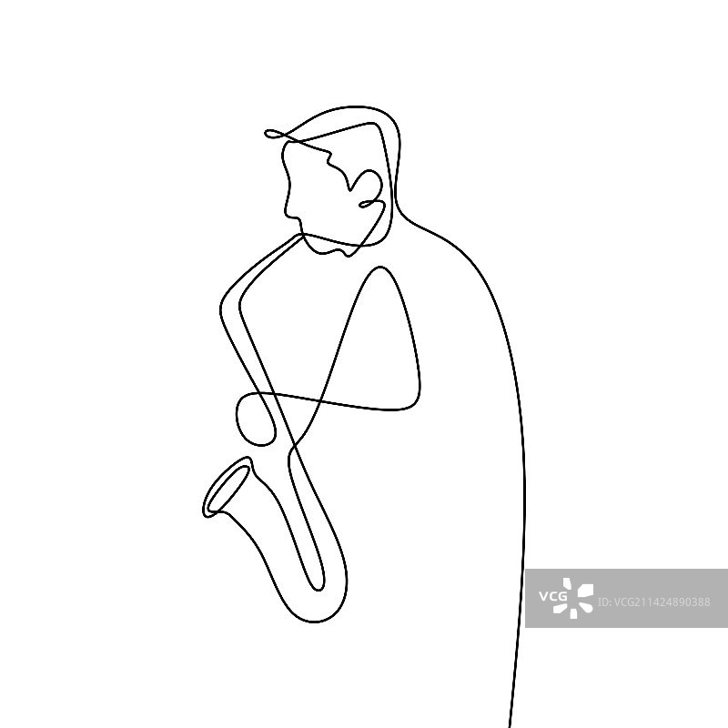 爵士音乐家演奏连续线条画图片素材