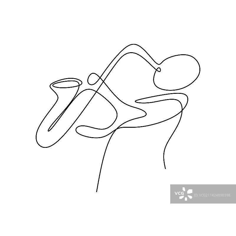 爵士音乐家演奏连续线条画图片素材