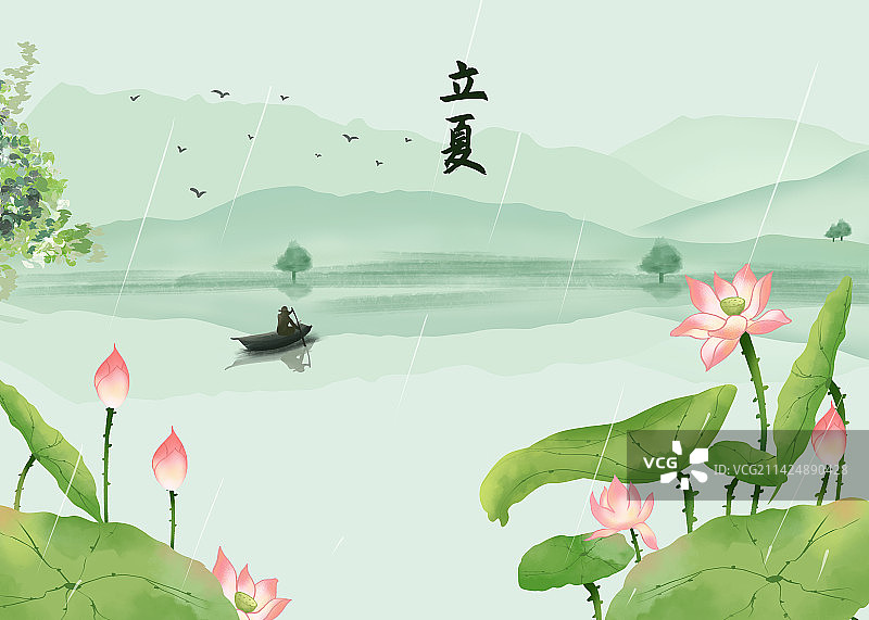 节气立夏国风插画图片素材